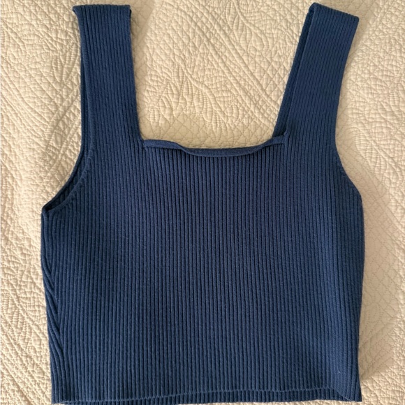 Navy Blue Ribbed Tank Top - Picture 2 of 2